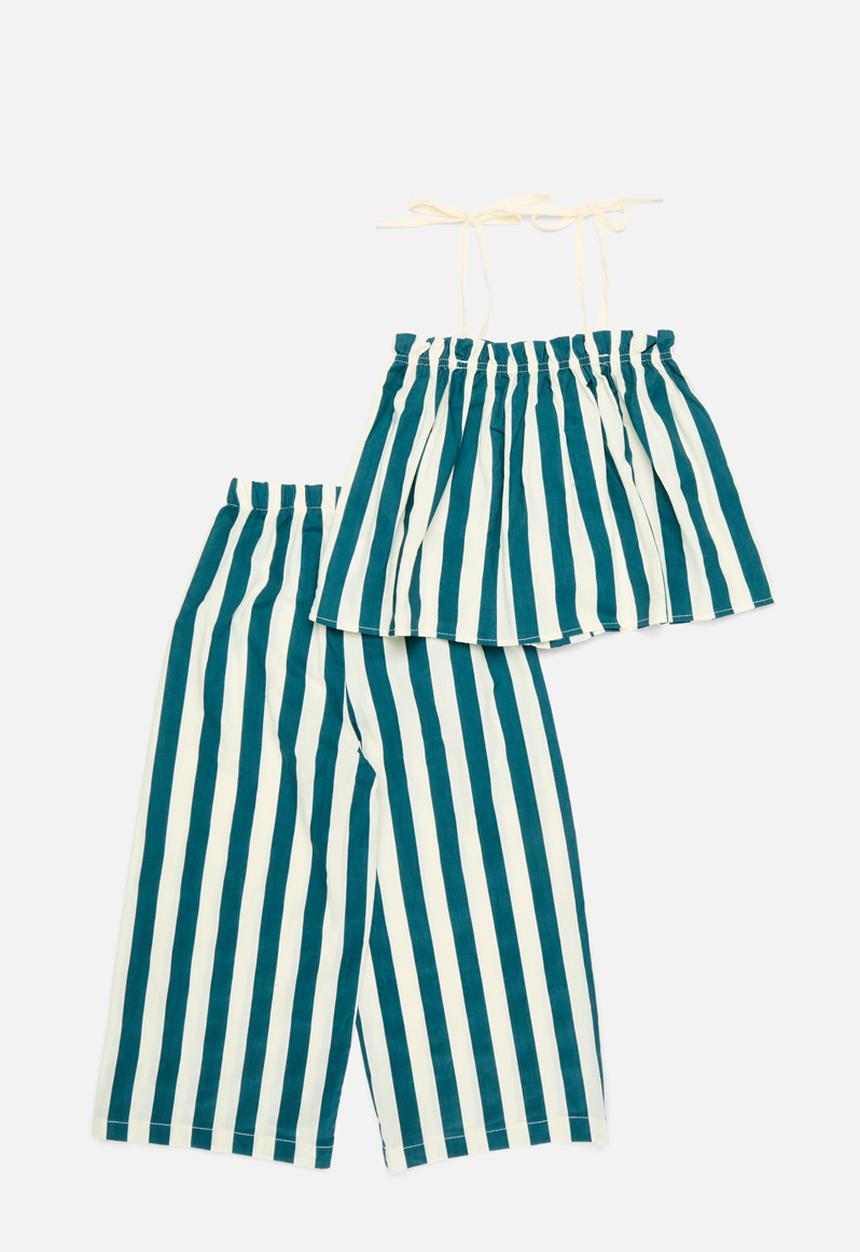 Pop Candy - Striped top and pant set - blue & white