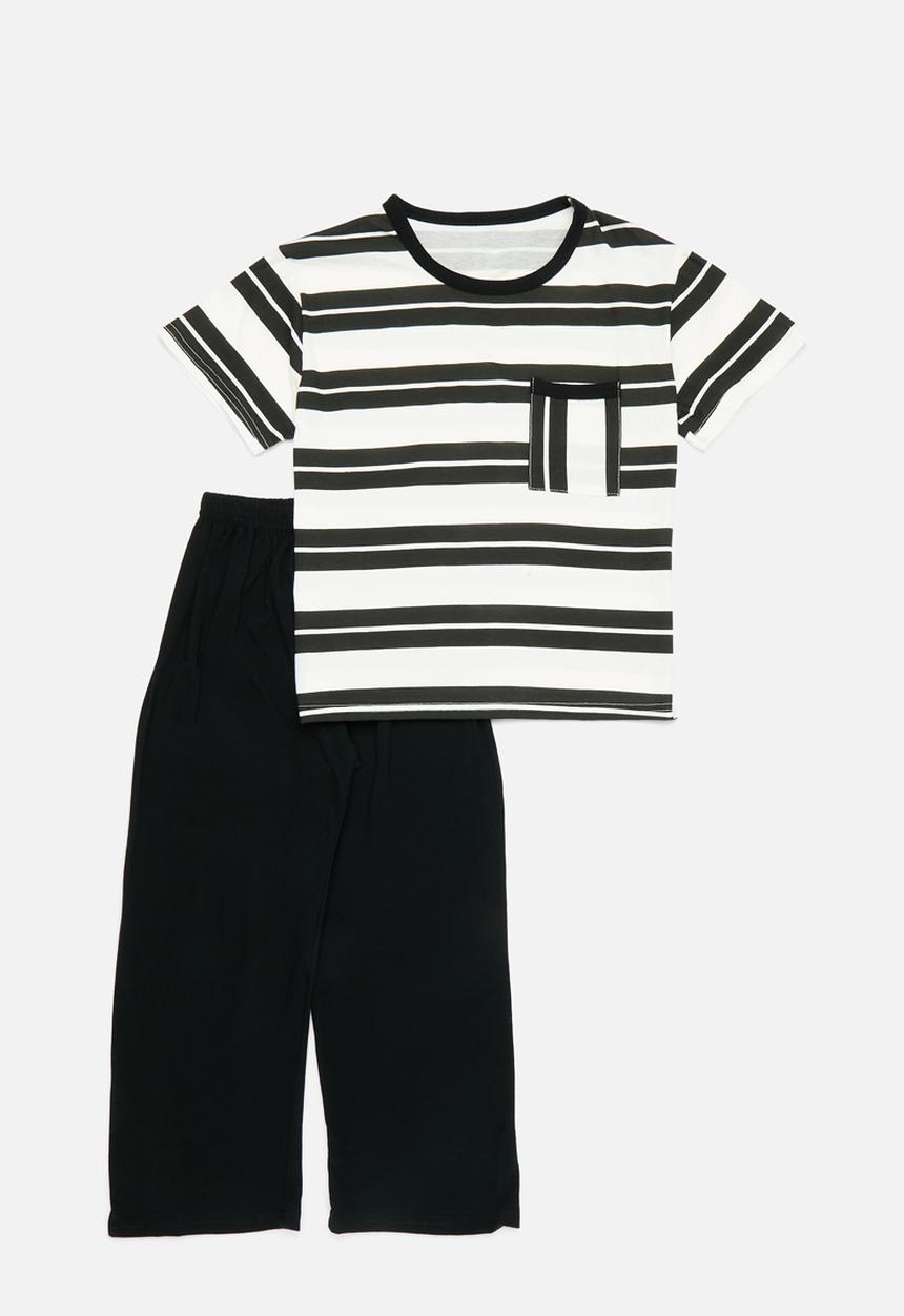 Pop Candy - Striped pj set - black & white