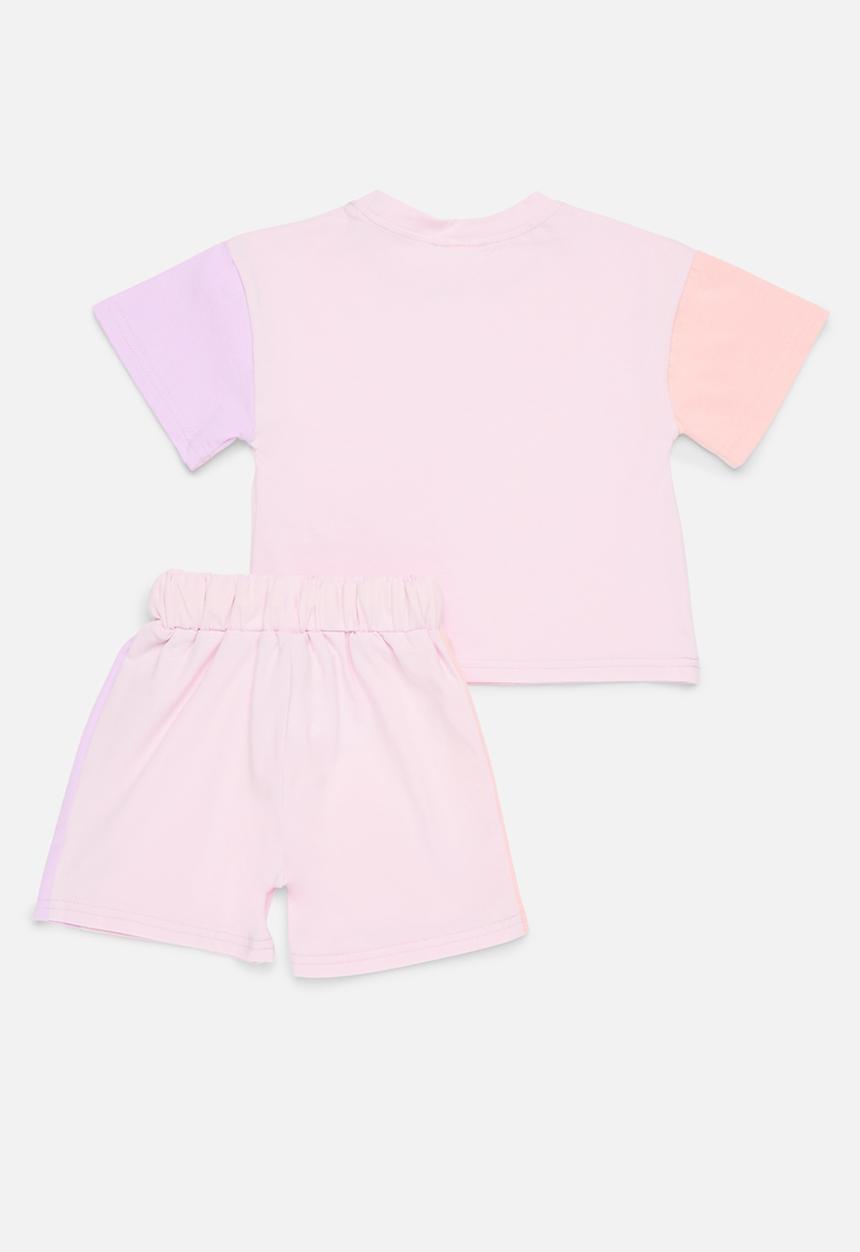 Pop Candy - Colour block top and short set-pink