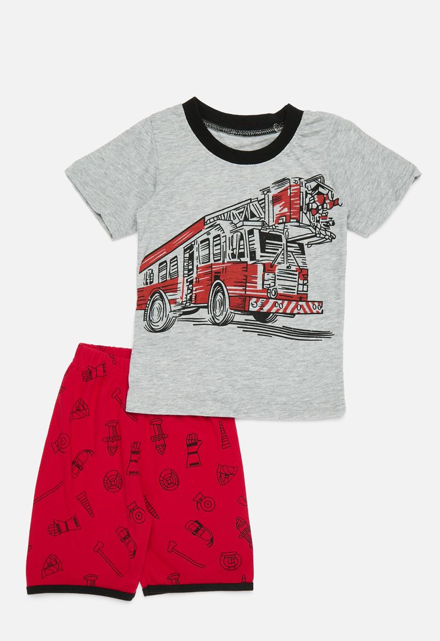 Pop Candy - Printed pj set-red & grey