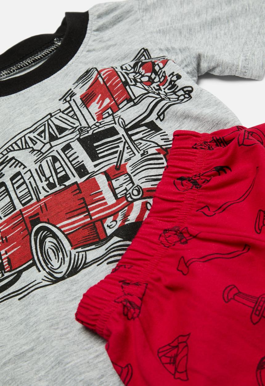 Pop Candy - Printed pj set-red & grey