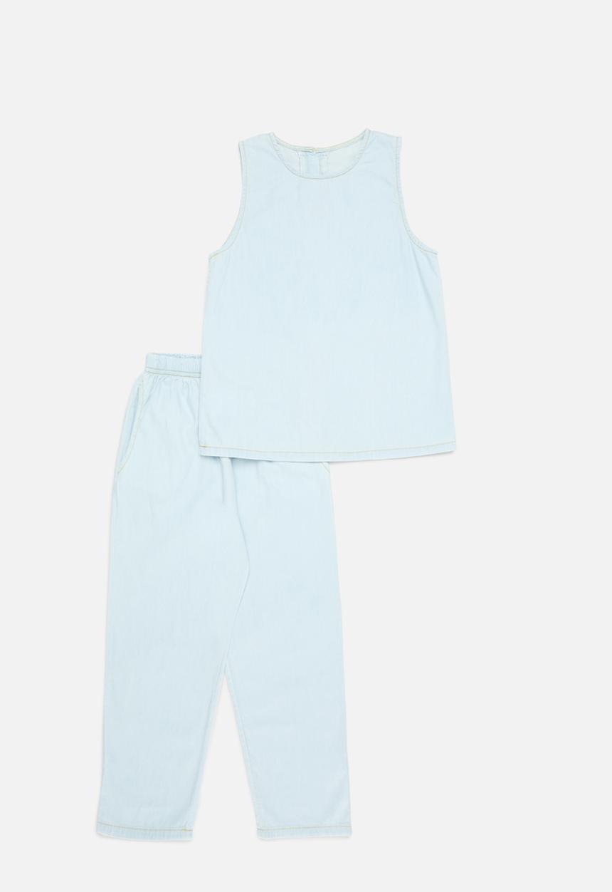 Pop Candy - Denim top and bottom set-stonewash