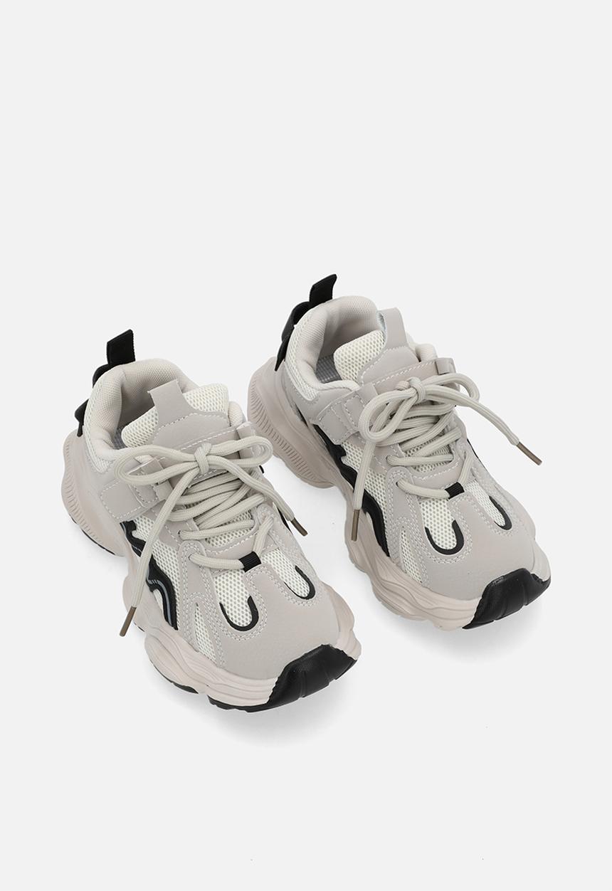 Pop Candy - adjustable & lace up sneakers - white & grey