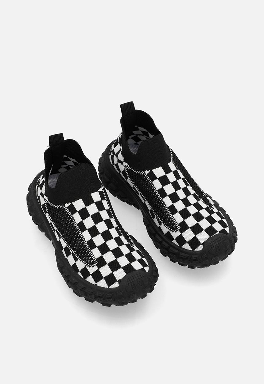 Pop Candy - Checker board slip on sneakers - black