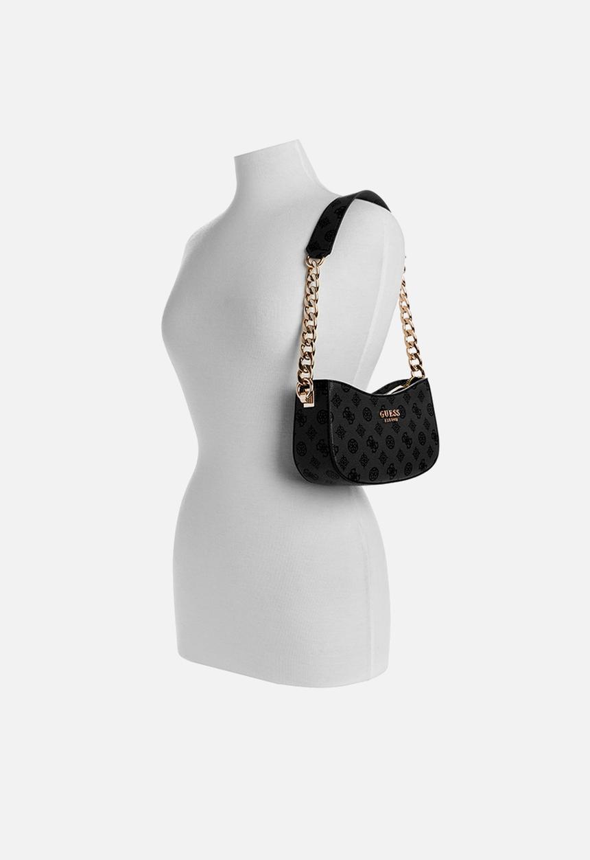 GUESS - Evelune top zip shoulder bag - charcoal logo