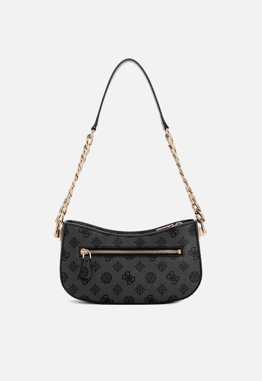 GUESS - Evelune top zip shoulder bag - charcoal logo