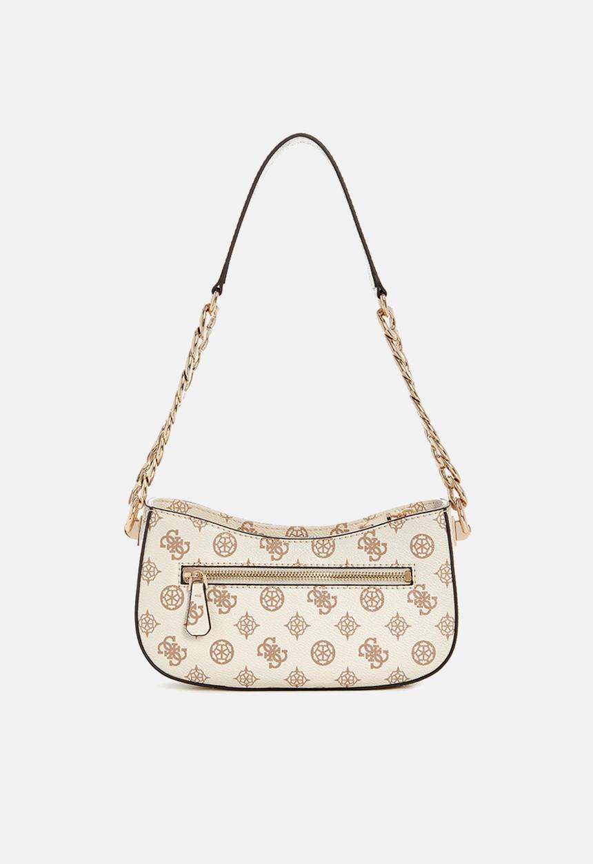 GUESS - Evelune top zip shoulder bag - cream logo
