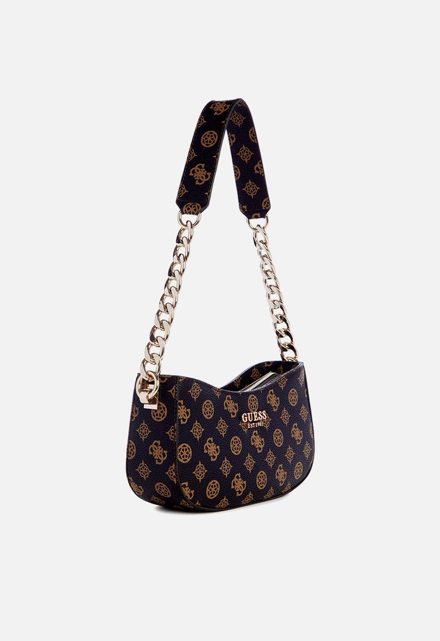 GUESS - Evelune top zip shoulder bag - mocha logo