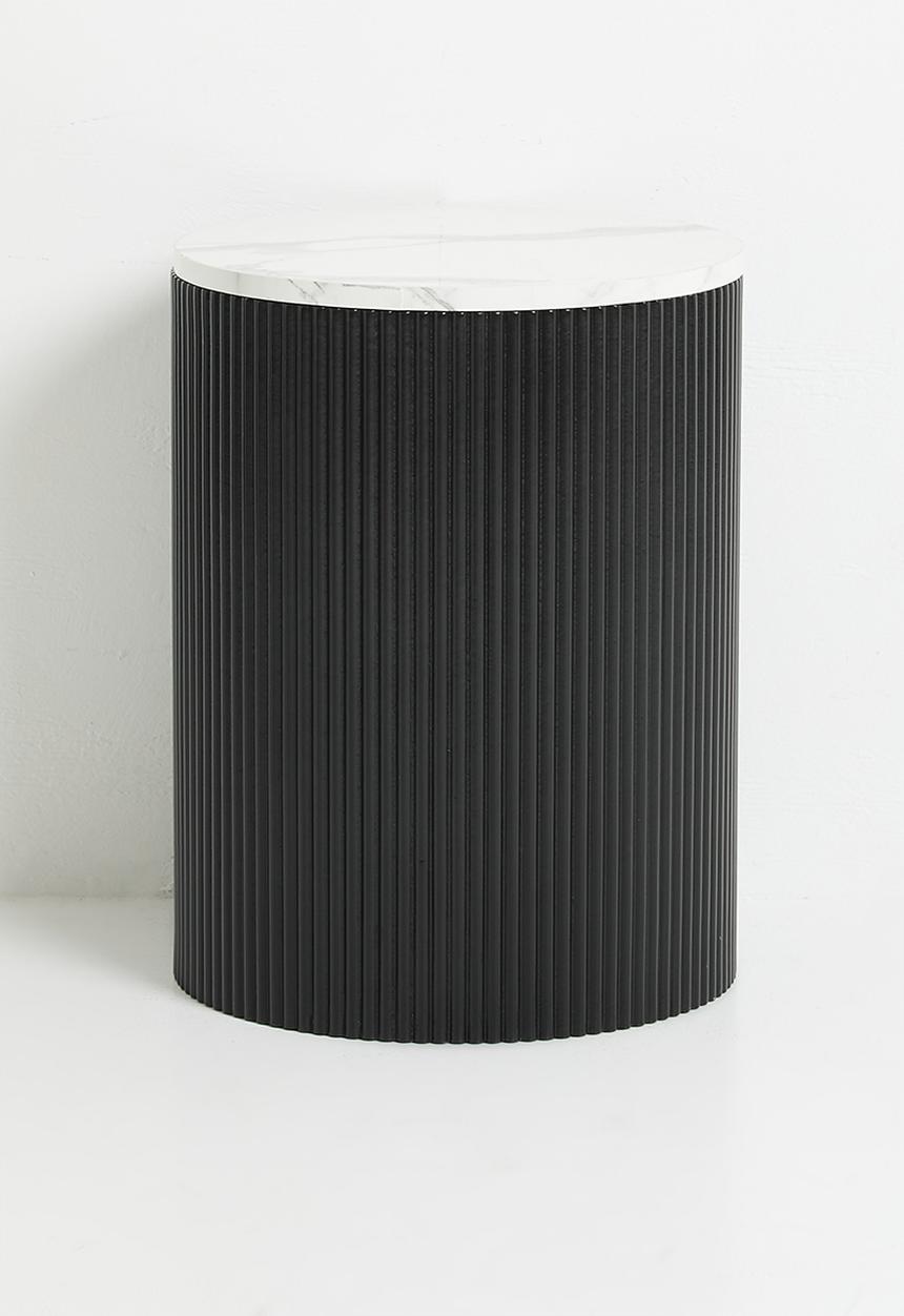 Native Decor - Fluted marble storage side table - black