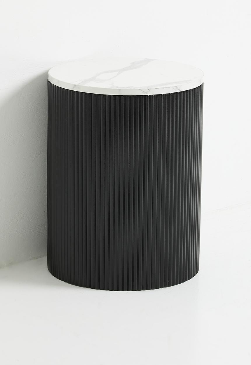 Native Decor - Fluted marble storage side table - black