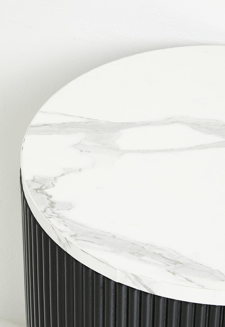 Native Decor - Fluted marble storage side table - black
