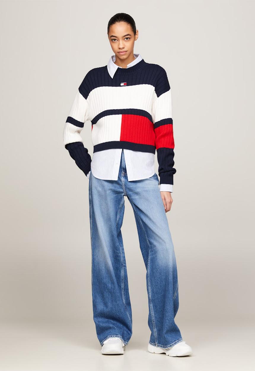 Tommy Hilfiger - TJW Colourblock Badge Sweate - ancient white/multi