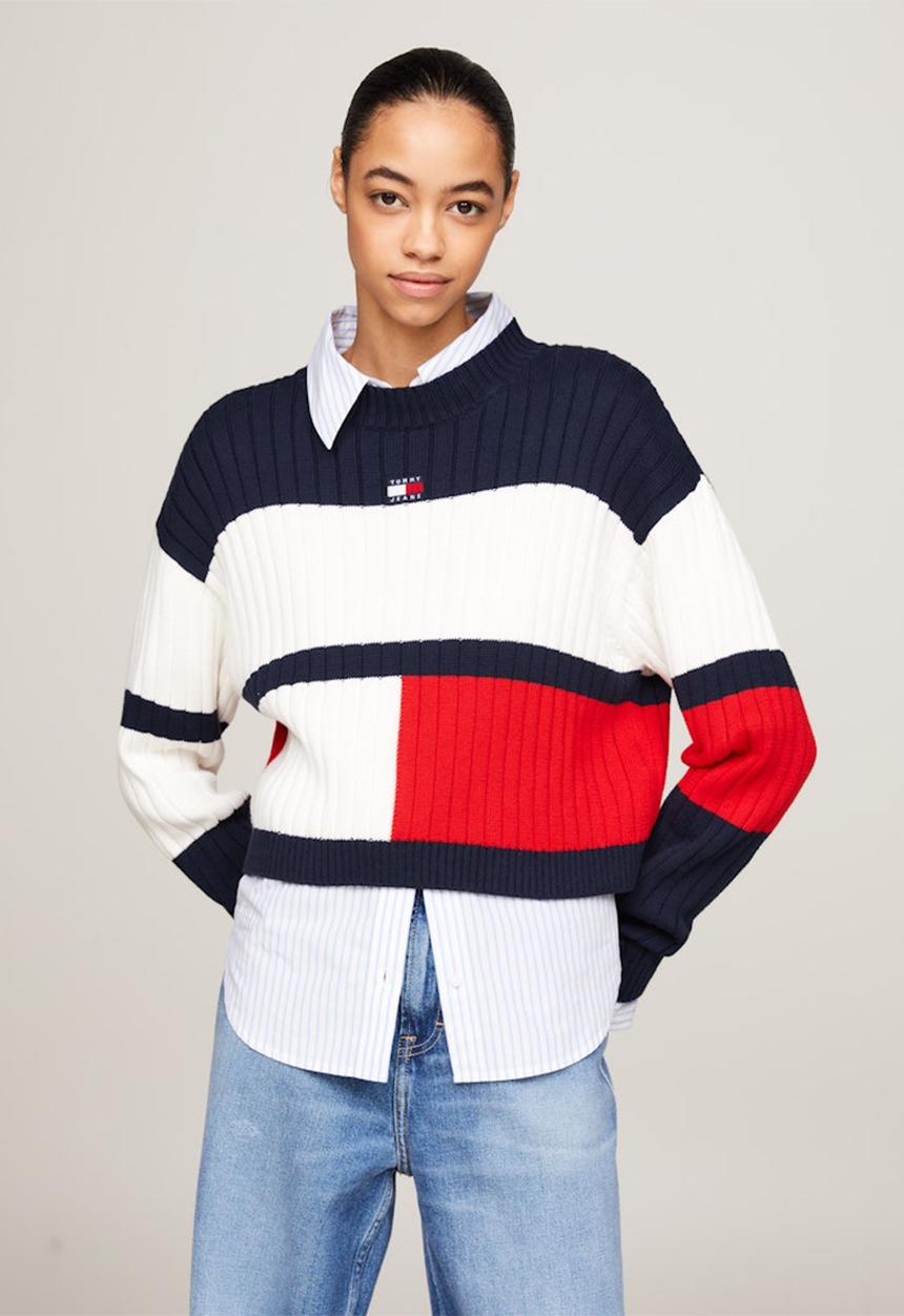 Tommy Hilfiger - TJW Colourblock Badge Sweate - ancient white/multi