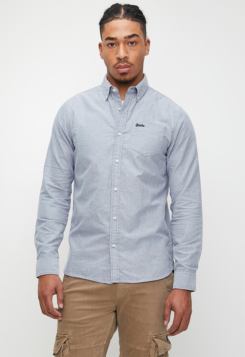 Superdry. - Organic Cotton Long Sleeve Oxford Shirt - NAVY