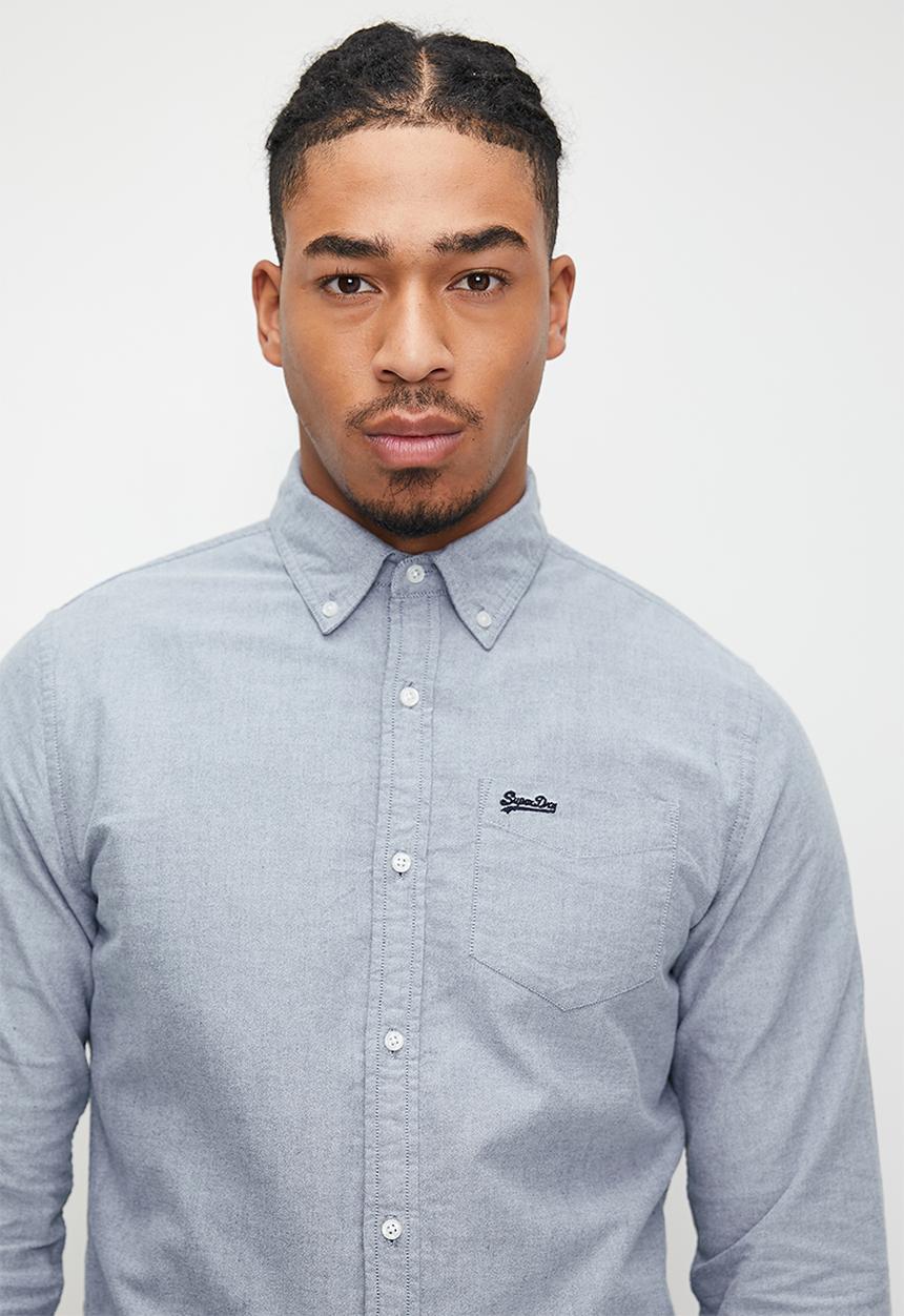 Superdry. - Organic Cotton Long Sleeve Oxford Shirt - NAVY