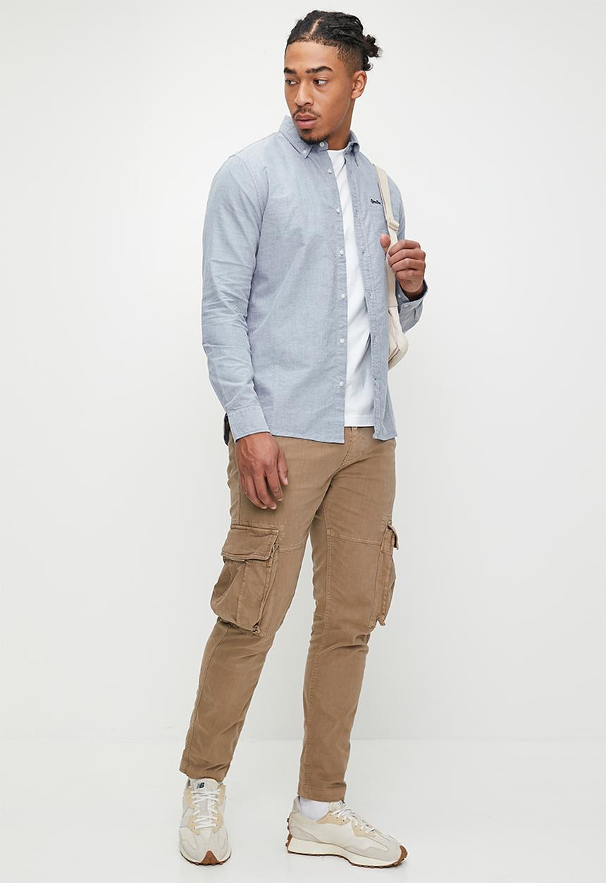Superdry. - Organic Cotton Long Sleeve Oxford Shirt - NAVY