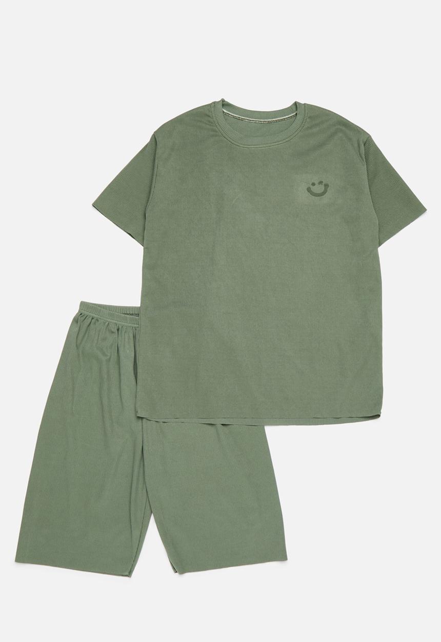 Pop Candy - Smiley print pj set - green