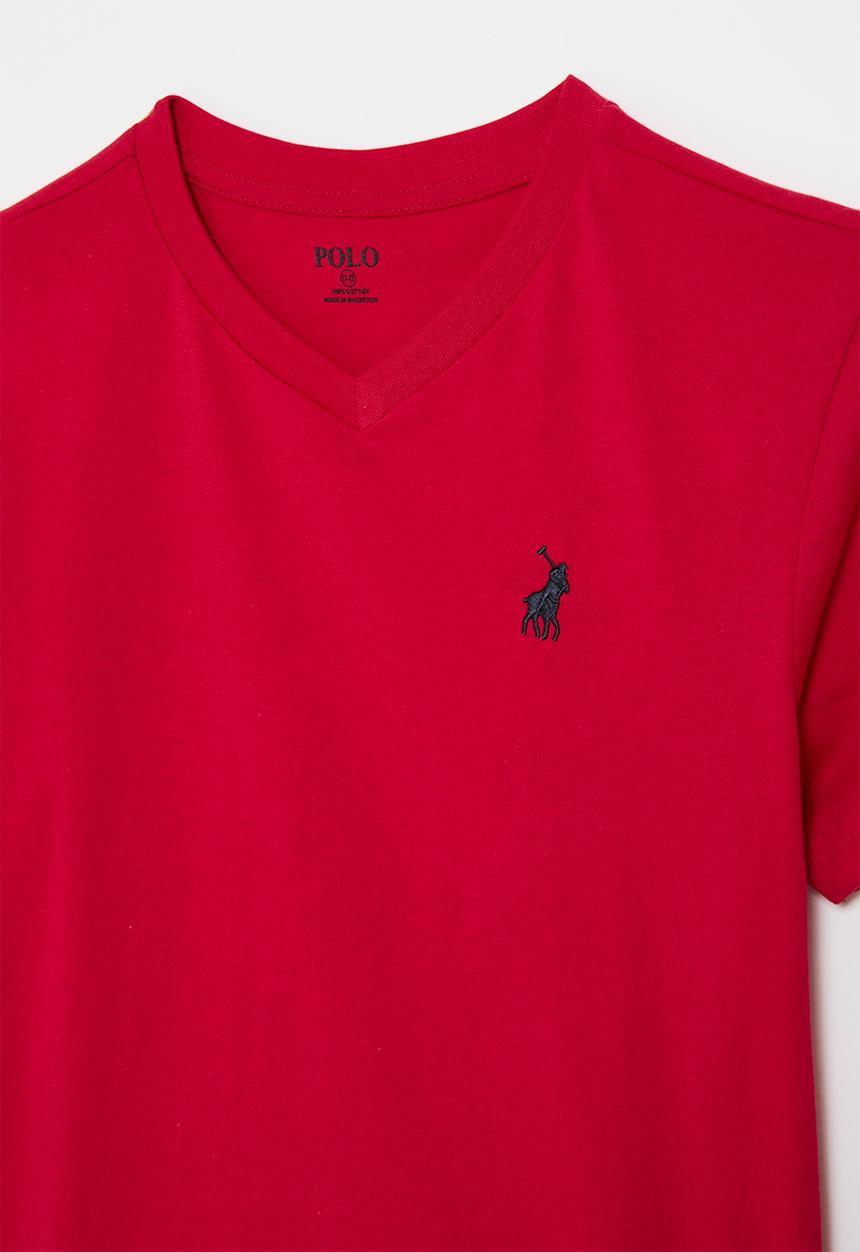 POLO - Boys james v neck tee - red