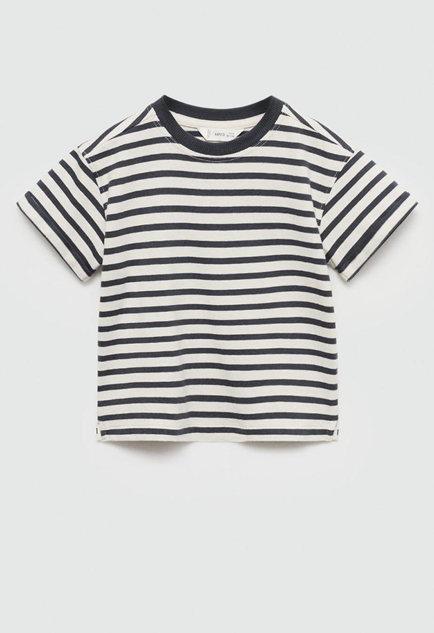 MANGO - T-shirt linesb - charcoal