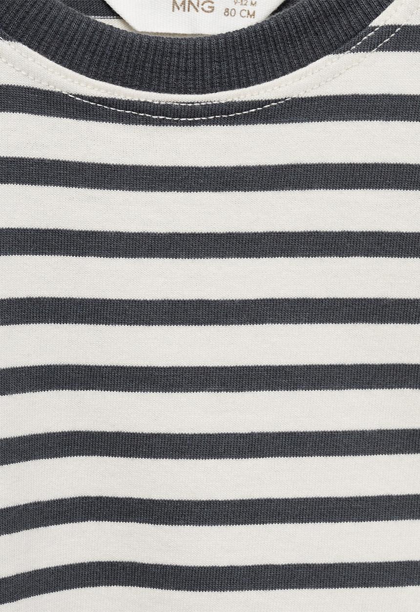 MANGO - T-shirt linesb - charcoal
