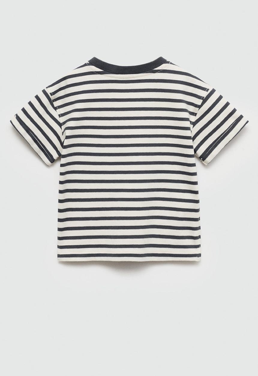 MANGO - T-shirt linesb - charcoal