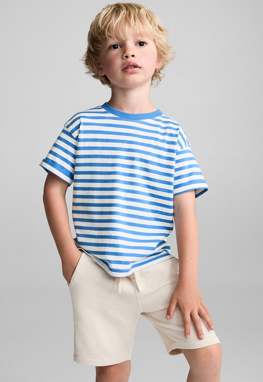 MANGO - T-shirt linesb - bright blue