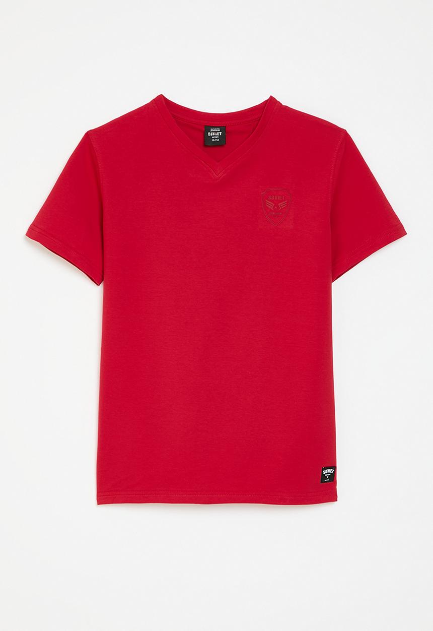 SOVIET - Boys v-neck fashion tee - red