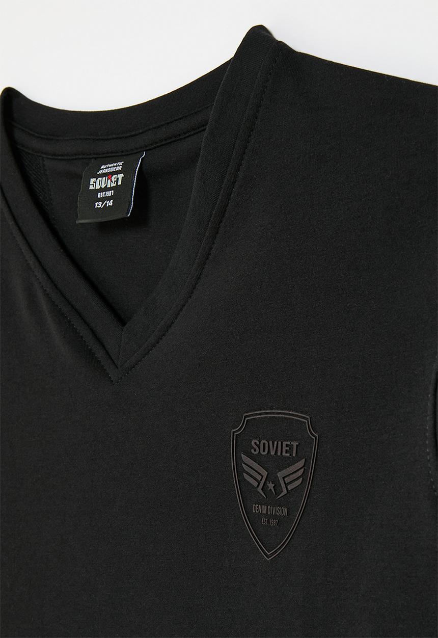 SOVIET - Boys v-neck fashion tee - black