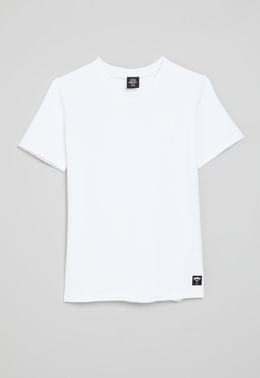 SOVIET - Boys v-neck fashion tee - white