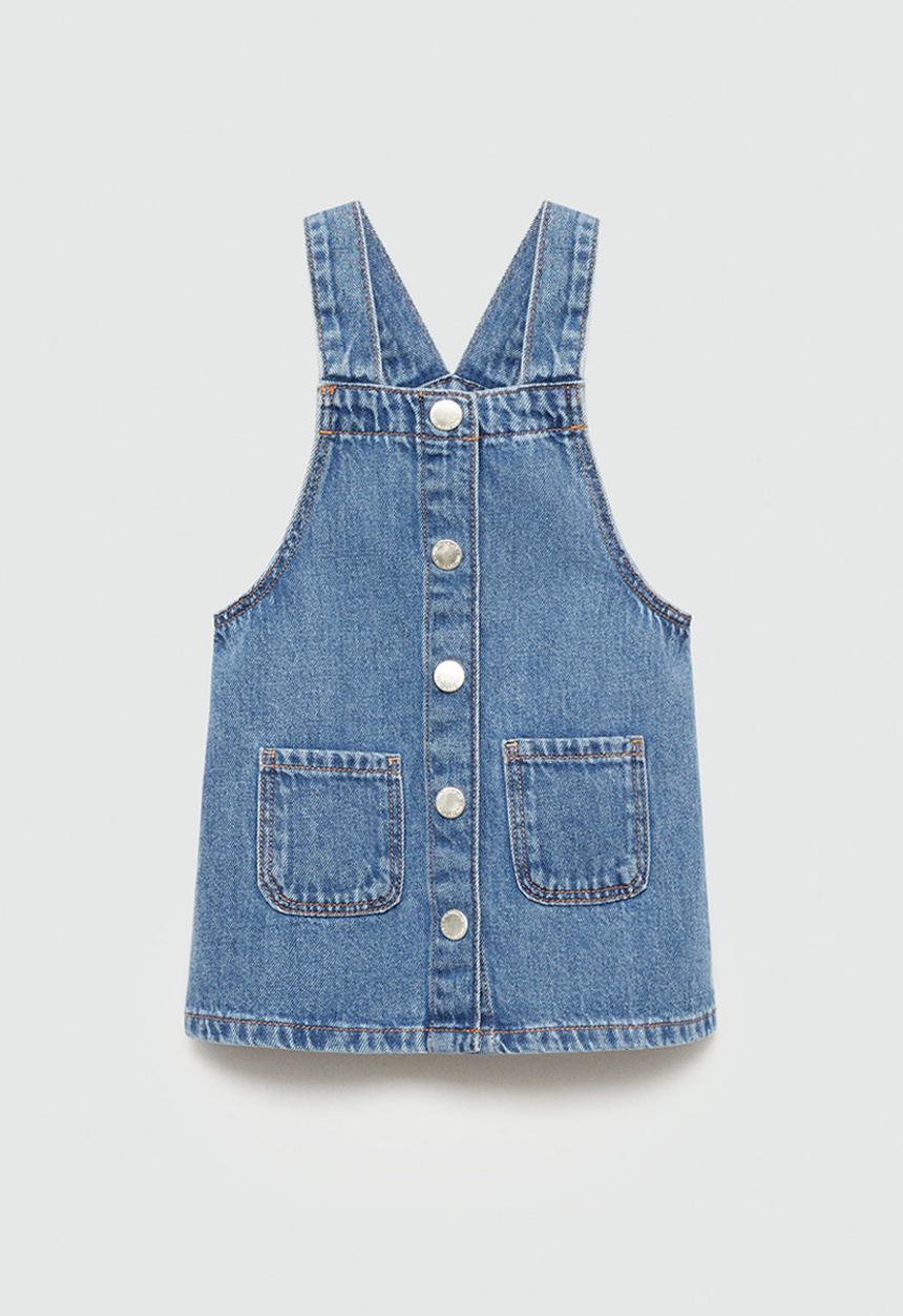 MANGO - Dungaree dress ruffi - open blue
