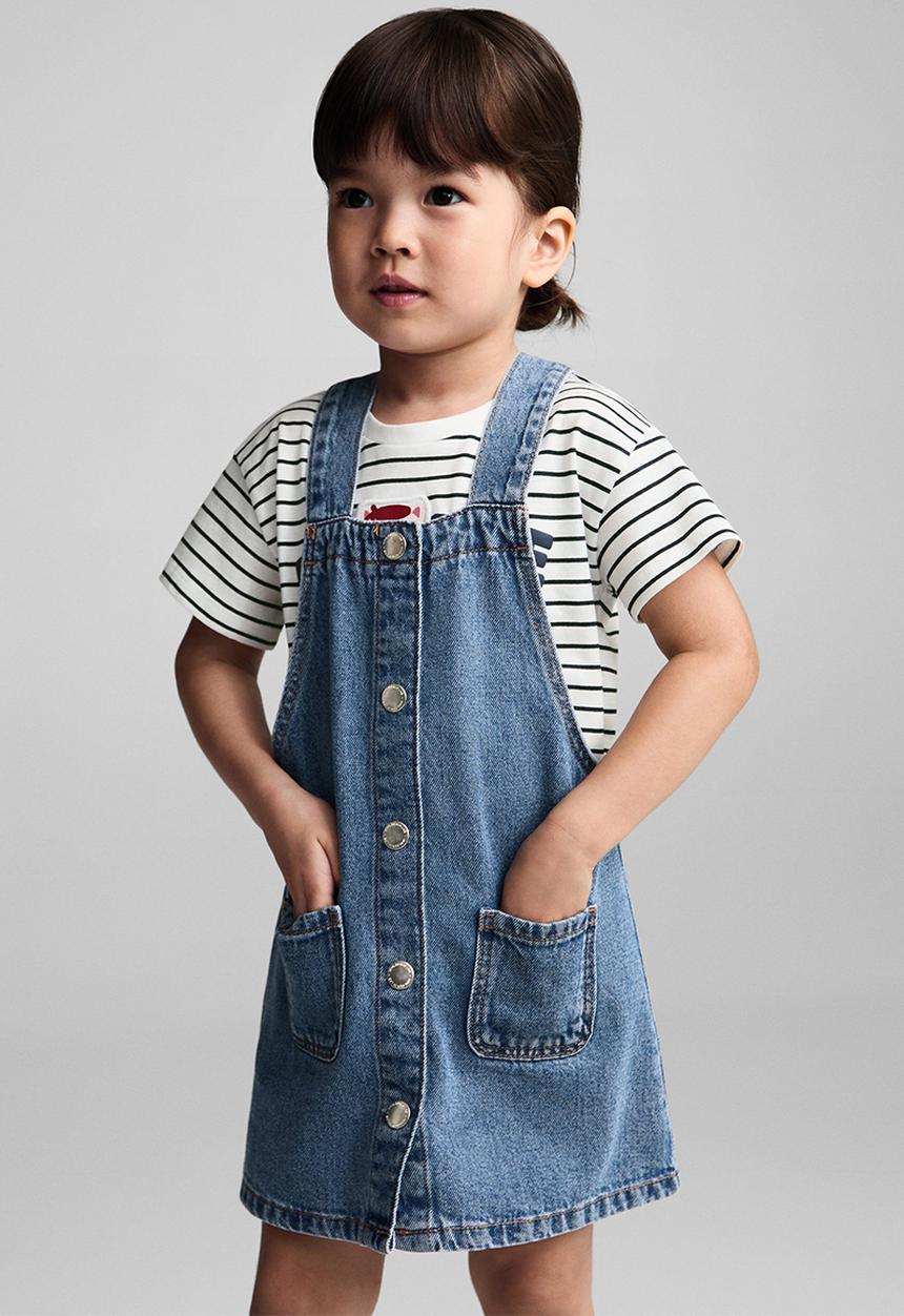 MANGO - Dungaree dress ruffi - open blue