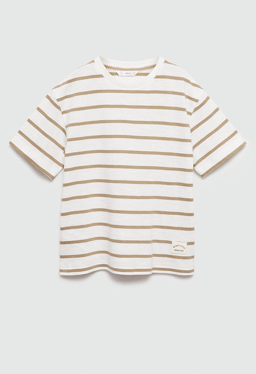 MANGO - T-shirt slub - light/pastel brown