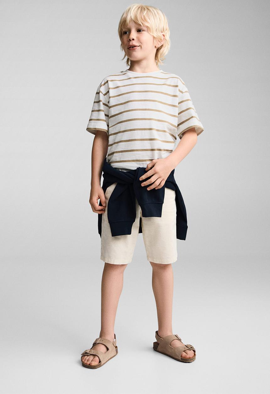 MANGO - T-shirt slub - light/pastel brown