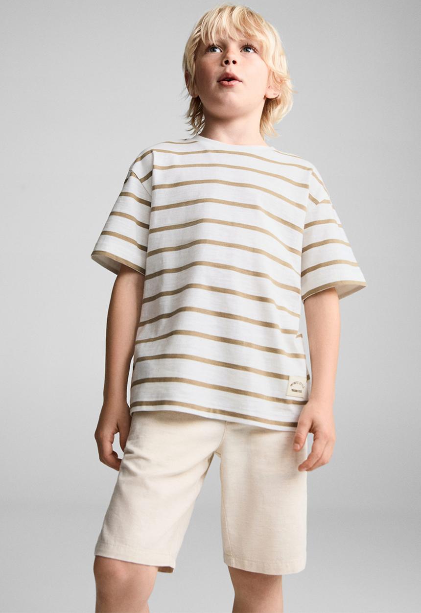 MANGO - T-shirt slub - light/pastel brown
