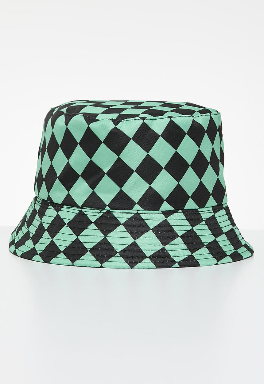 Pop Candy - Checker board bucket hat - green & black