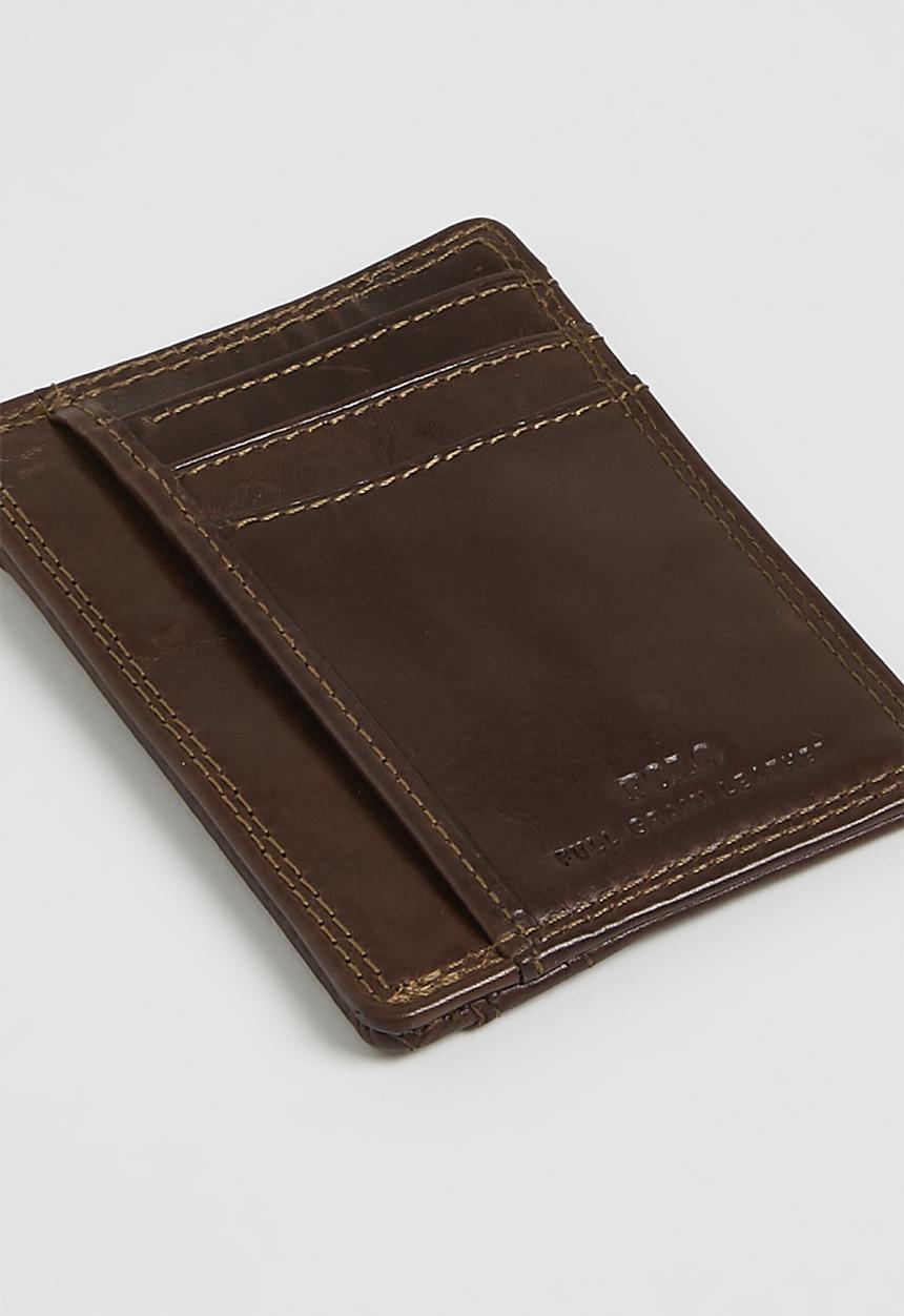 POLO - Credit Card Wallet With Top Pocket - Brown