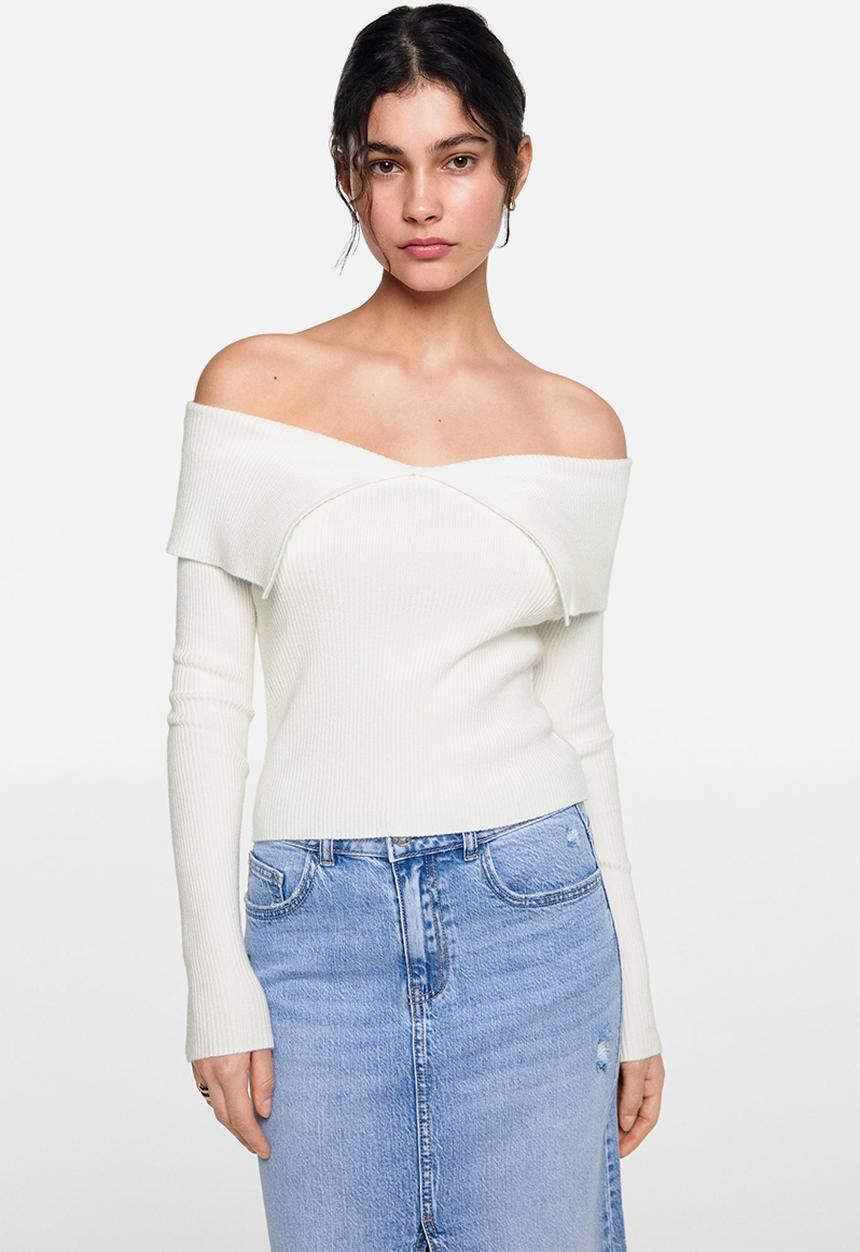MANGO - Sweater shouldi - natural