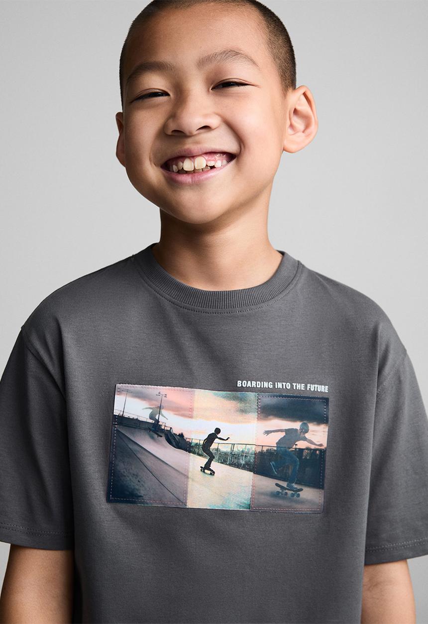 MANGO - T-shirt future - charcoal