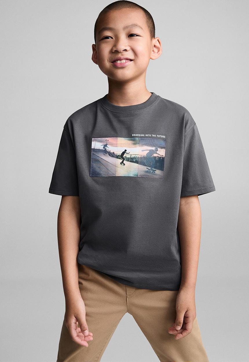 MANGO - T-shirt future - charcoal