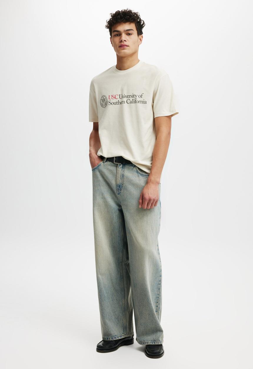 Cotton On - License loose fit college t-shirt - lcn usc bone/usc - crest