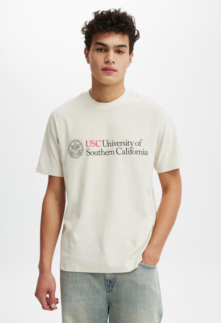 Cotton On - License loose fit college t-shirt - lcn usc bone/usc - crest