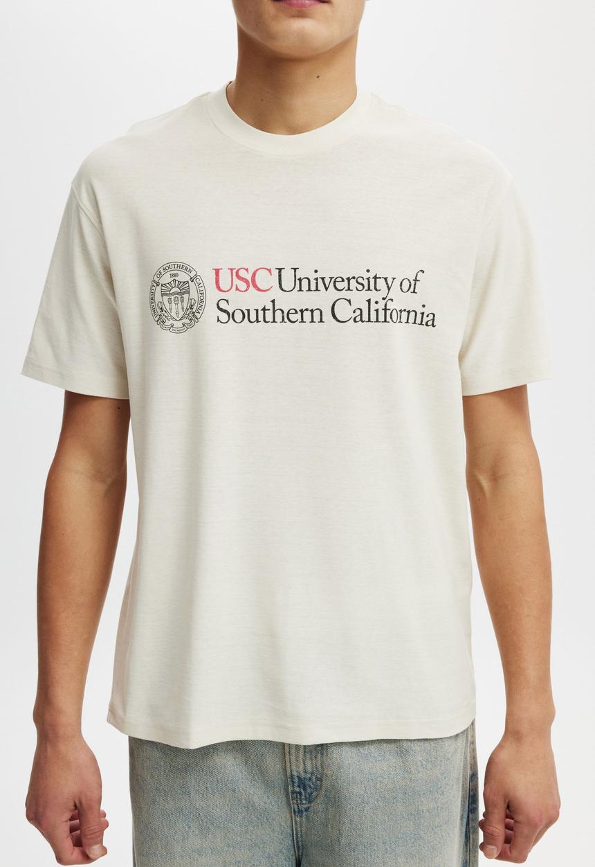 Cotton On - License loose fit college t-shirt - lcn usc bone/usc - crest