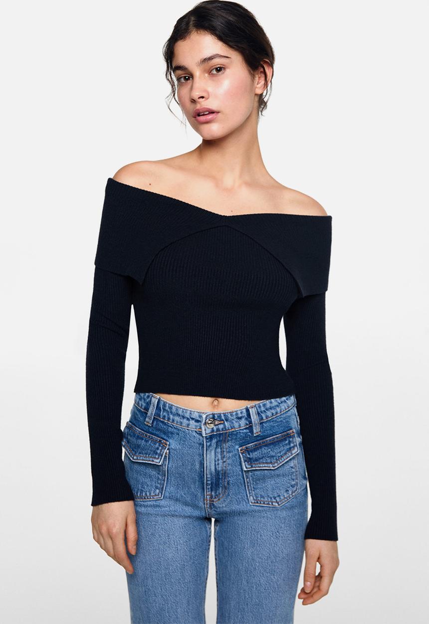 MANGO - Sweater shouldi - navy