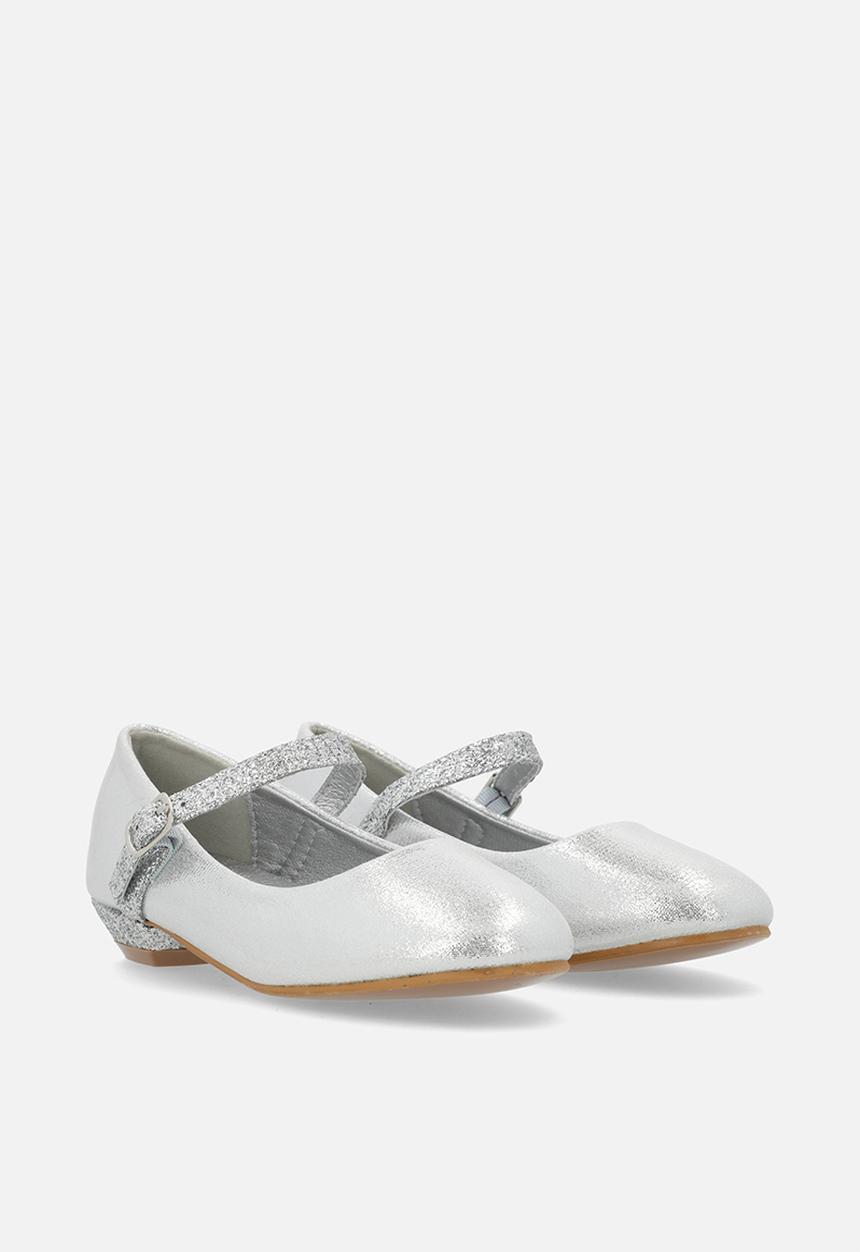 Pierre Cardin - Evie Girls Glitter Low Heel-Silver