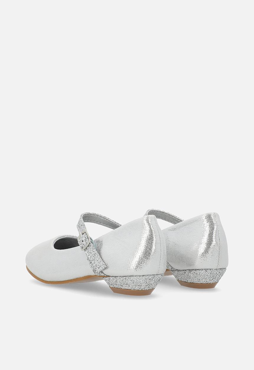 Pierre Cardin - Evie Girls Glitter Low Heel-Silver