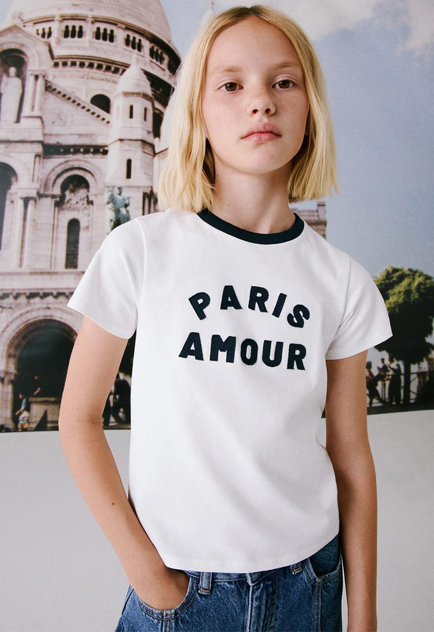 MANGO - T-shirt amour - natural
