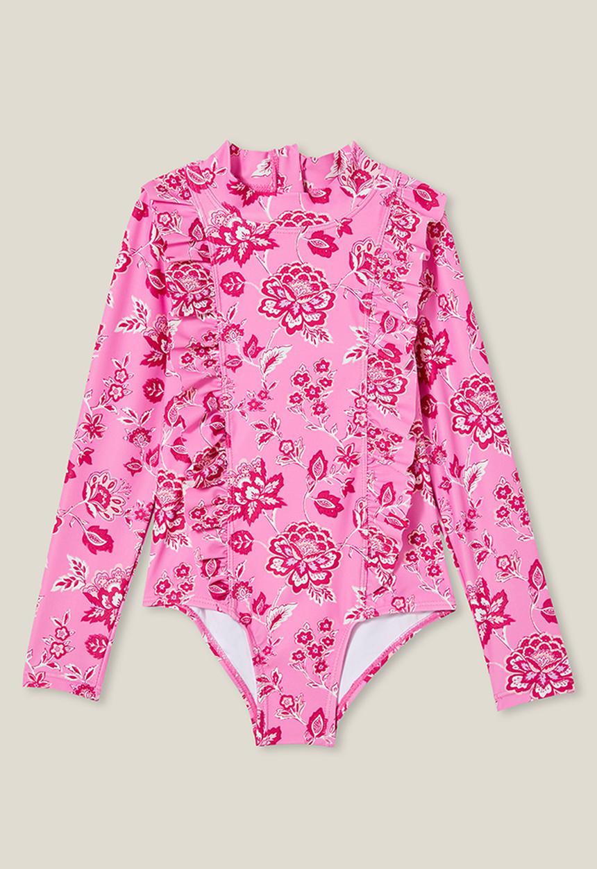 Cotton On - Lydia one piece - pink gerbera/frida folk floral