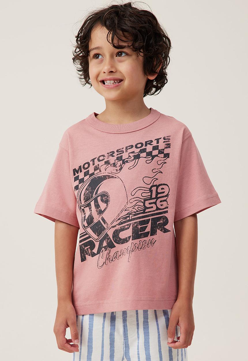 Cotton On - Jonny short sleeve graphic print tee - clay pigeon/1956 racer