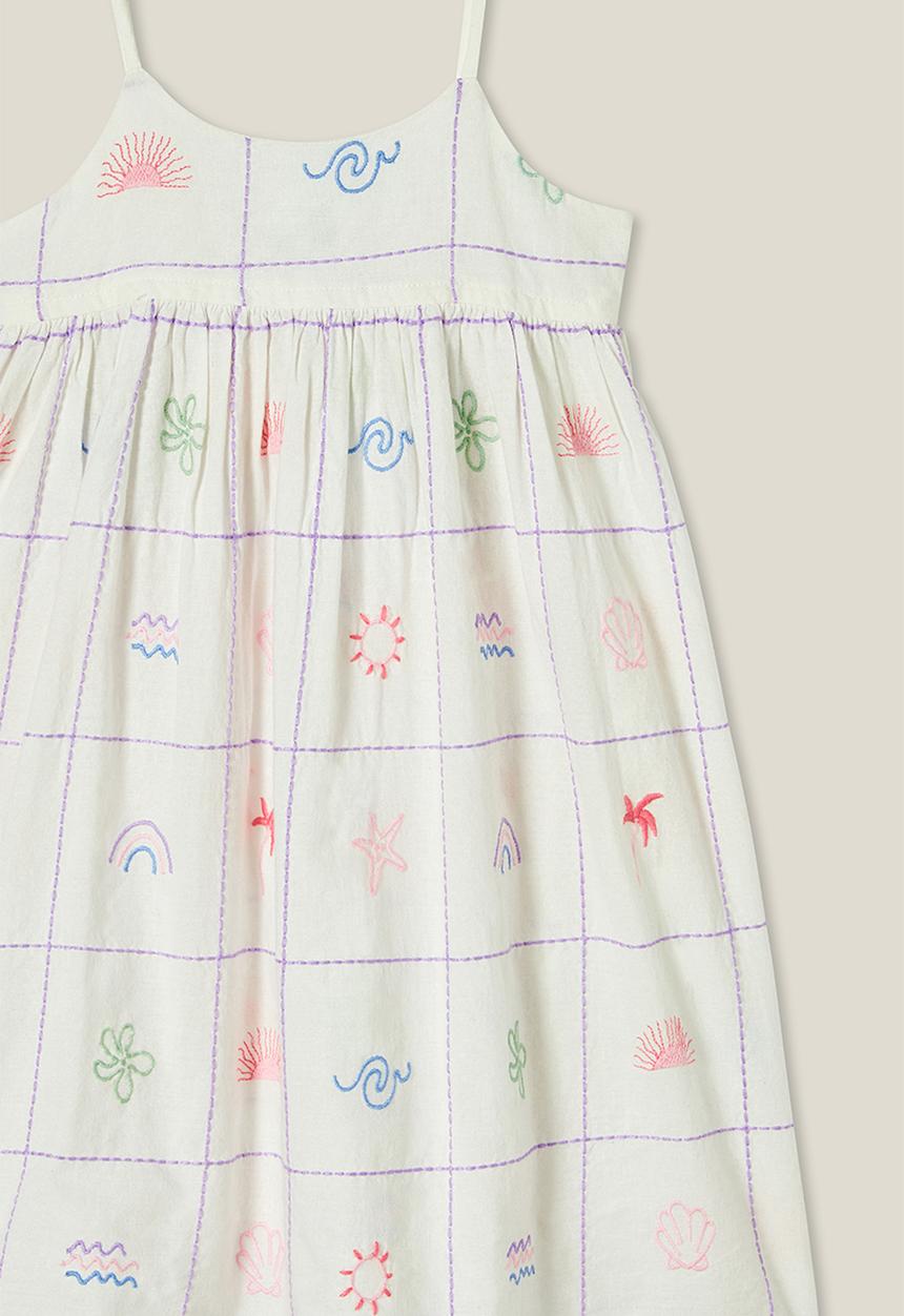 Cotton On - Eloise sleeveless dress - vanilla/summer embroidery
