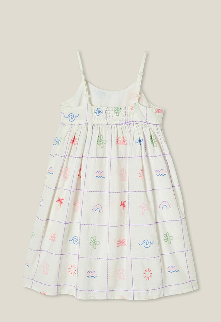 Cotton On - Eloise sleeveless dress - vanilla/summer embroidery